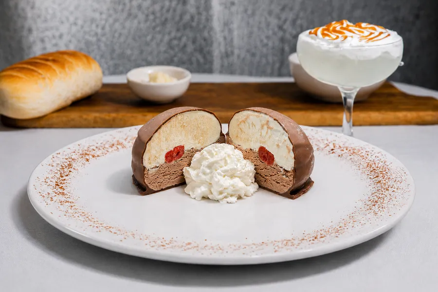 Tartufo Gelato Chocolate/vanilla at Malbec Grill, Argentinian steakhouse in Parkland FL