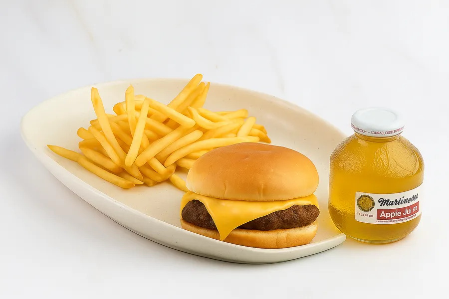 Kids Burger With French Fries at Malbec Grill, Argentinian steakhouse in Parkland FL
