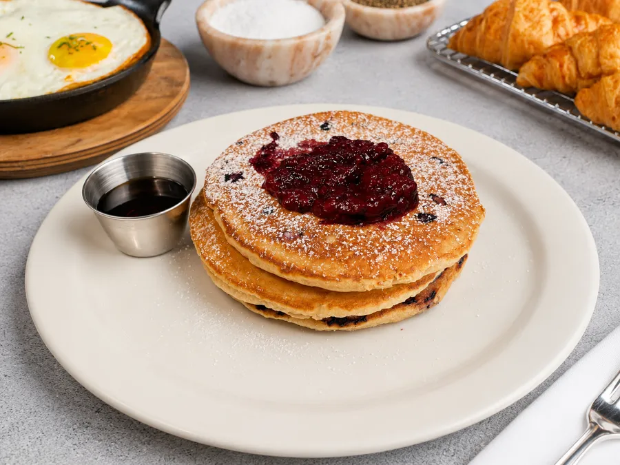 Blueberry Pancakes at Malbec Grill, Argentinian steakhouse in Parkland FL