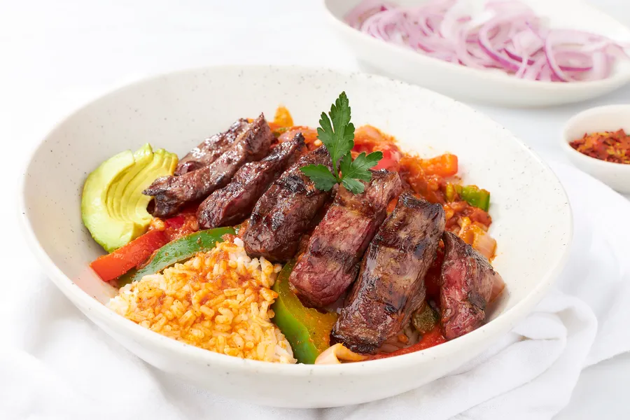 Rice Bowl (Churrasco) at Malbec Grill, Argentinian steakhouse in Parkland FL