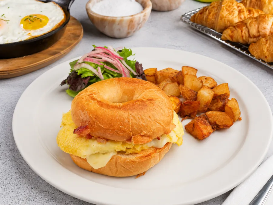 Bagel Egg & Cheese at Malbec Grill, Argentinian steakhouse in Parkland FL
